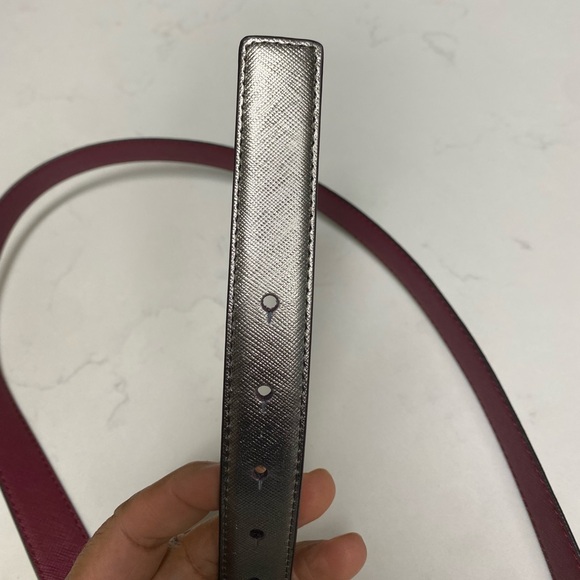 Michael Kors Twist Reversible Leather MK Logo Buckle Belt Red/Silver, Size M/L - Picture 16 of 16